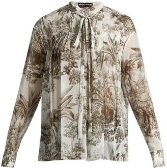 Rochas Elephant-print cotton-voile blouse