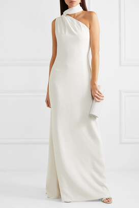 Brandon Maxwell One-shoulder Draped Crepe Gown - White - ShopStyle