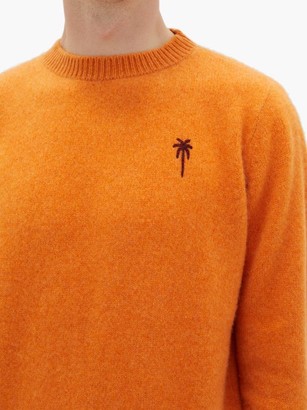 The Elder Statesman Palm Tree-embroidered Cashmere Sweater - Orange