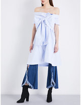 Thumbnail for your product : Ground Zero Bow-detail oversized off-the-shoulder cotton shirt
