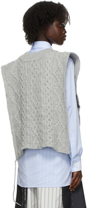 Maison Margiela Grey Cable Knit V-Neck Vest