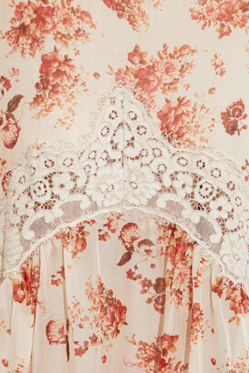 CAMI NYC Francie lace-trimmed floral-print silk-chiffon maxi dress