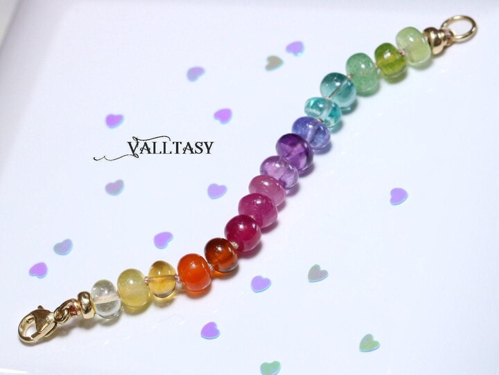 Etsy 14K Solid Gold Rainbow Gemstone Extender Silk Knotted Necklace & Bracelet