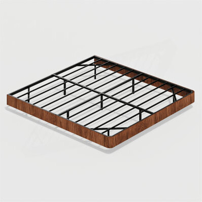 Walnut King Floating Bed Frame With LED Lights, Wave Curve Bed With Heavy Duty Metal Slats - No Box Spring Needed.