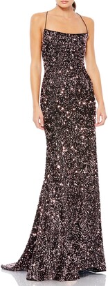 Mac Duggal Strappy Sequin Trumpet Gown