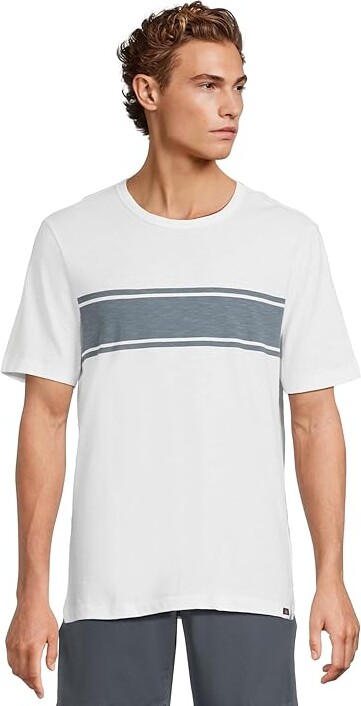 Faherty Sunwashed T-Shirts Men's Clothing White Surf Stripe : MD, Cotton