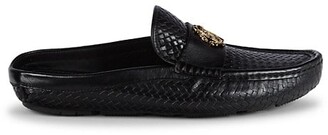 Roberto Cavalli Woven Leather Backless Loafers - ShopStyle