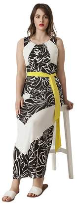 Live Unlimited - Black And White Printed Maxi Dress With Contrast Belt