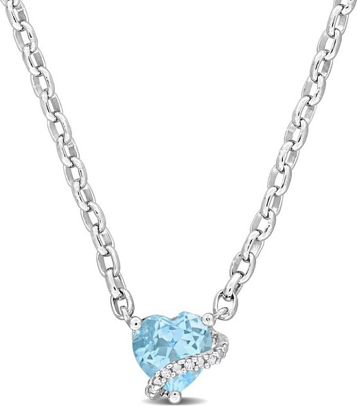 Everly Jewelry EVERLYJEWELRY|SterlingSilver0.009CTTWDiamondAnd1CTTGWSkyBlueTopazFashionPendantWithChain18-inch