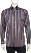Thumbnail for your product : Bogosse Yunus 88 Striped Sports Shirt, Gray/Purple