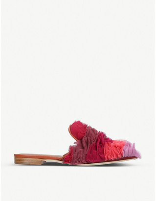 Malone Souliers Marianne ruffled backless mesh mules