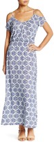 Thumbnail for your product : Loveappella Cold Shoulder Printed Maxi Dress (Petite)