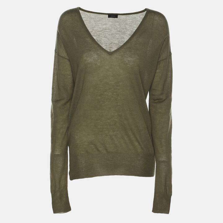 Joseph Olive Green Cashmere Knit Sweater M