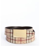 Thumbnail for your product : Burberry beige leather nova check pattern printed classic belt