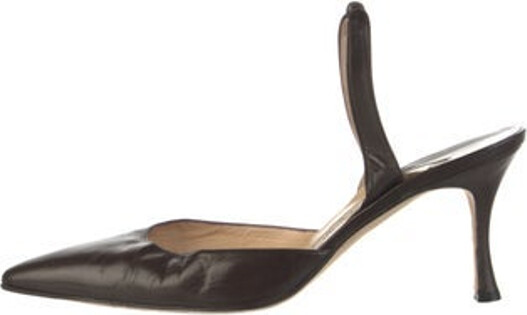 Manolo Blahnik Leather Mules Black Semi-Pointed Toes