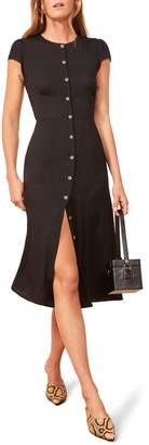 fauna front button midi dress reformation