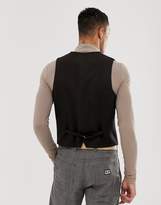 Thumbnail for your product : ASOS Design Skinny Texture Waistcoat In Brown Wool Mix