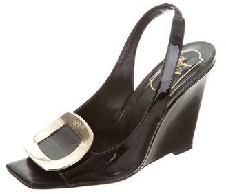 Roger Vivier Patent Leather Buckle Wedges