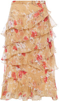 Thumbnail for your product : Walter Baker Brigette Tiered Floral-print Fil Coupe Georgette Midi Skirt