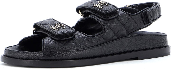 Chanel Women's Velcro Dad Sandals Quilted Leather - ShopStyle