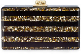 Thumbnail for your product : Edie Parker Jean Confetti Striped Acrylic Clutch Bag, Black/Gold