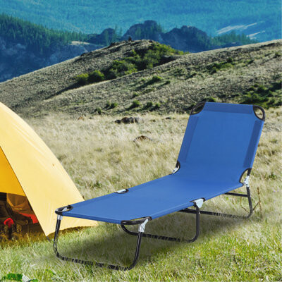 Latitude Run Foldable Outdoor Chaise Lounge Chair 5-Level Reclining Camping Tanning Chair with Strong Oxford Fabric for Beach Yard Patio Pool Green