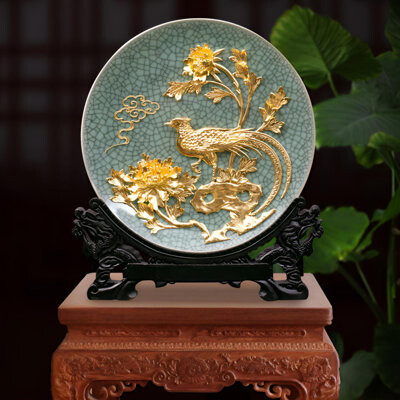 Infinity "Bright Future" Handcrafted Ceramic Plate With Intricate Lacquer Thread Design