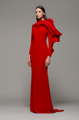 Red Evening Dress With Long Sleeves And Long Sleeve Red Dress 