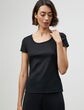 Thumbnail for your product : Lafayette 148 New York Swiss Cotton Rib Scoop Neck T Shirt