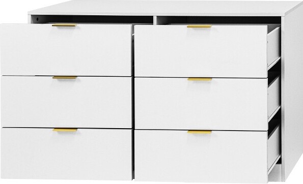 GulchesSimplyModern6-DrawerDresser-LargeStorageCabinetWhiteforBedroom/LivingRoom/Hallway