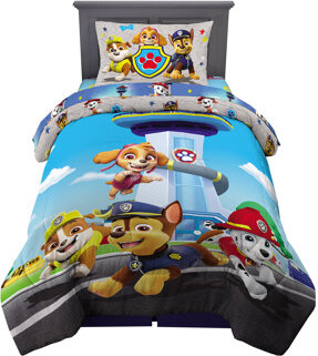 KIBNOF Franco Kids Bedding Super Soft Comforter and Sheet Set, 4 Piece Twin Size, Paw Patrol (Prints may vary)