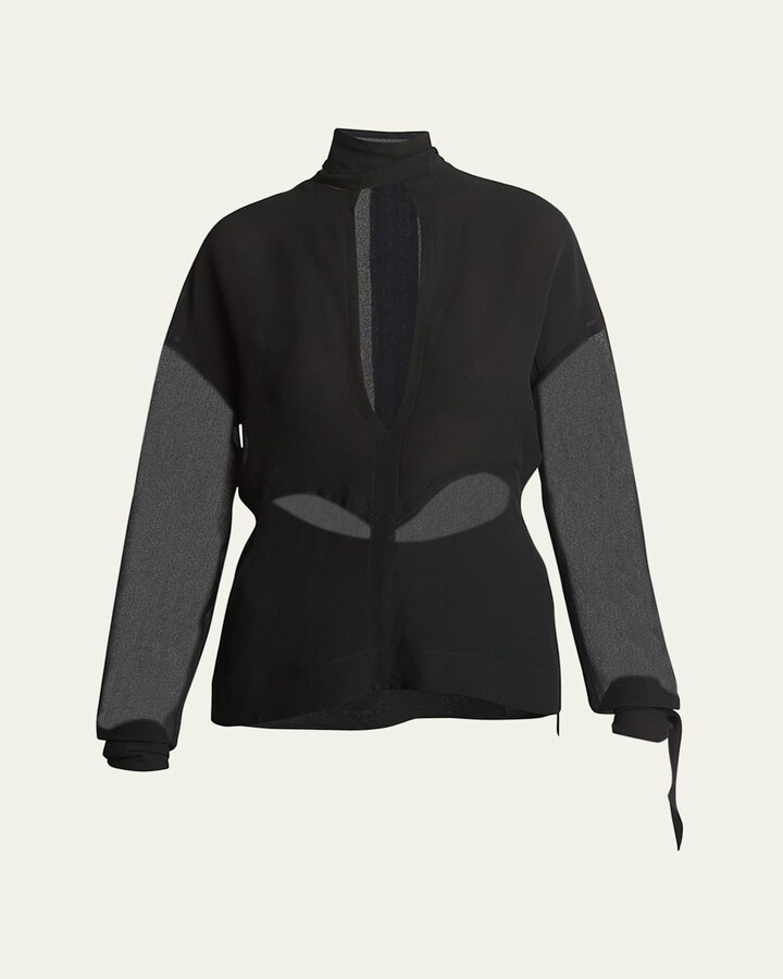 Victoria Beckham Panelled Tie-Neck Blouse