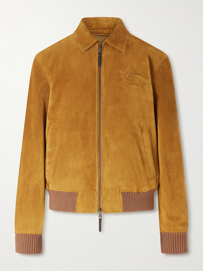 Burberry Logo-Appliquéd Suede Harrington Jacket
