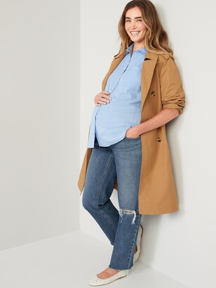 Old Navy Maternity Full Panel Slouchy Straight Ripped Cut-Off Jeans