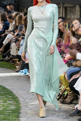 Roland Mouret Angelo Draped Sequined Tulle Midi Dress - Mint