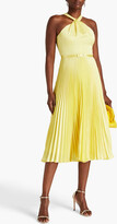 Thumbnail for your product : ML Monique Lhuillier Pleated hammered-satin midi dress