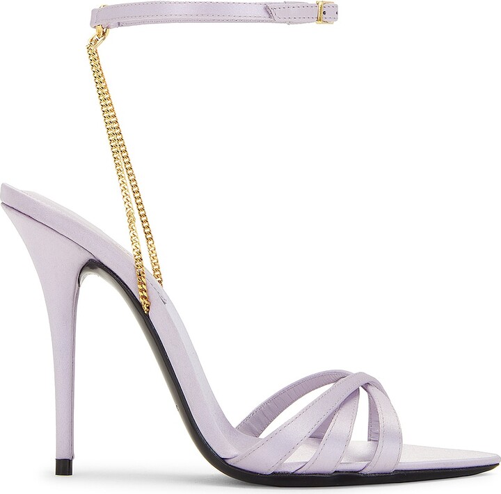 サンダル・ミュール SAINT LAURENT Sandals Women Satin Gray/Storm Gray YSL Saint Laurent Women's Tribute Dark Gray Heels Size 37 | eBay
