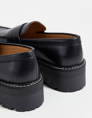 And other stories & leather chunky sole loafer with contrast stitch in black