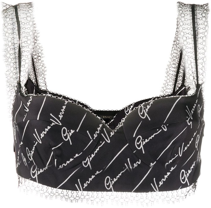 Versace Logo Signature Bustier - ShopStyle Sleeveless Tops