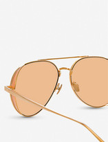 Thumbnail for your product : Linda Farrow 792 C6 18/22ct yellow-gold plated titanium aviator-frame sunglasses