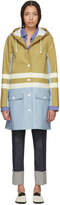 Marni - Manteau à capuche bleu et beige Double Stripe