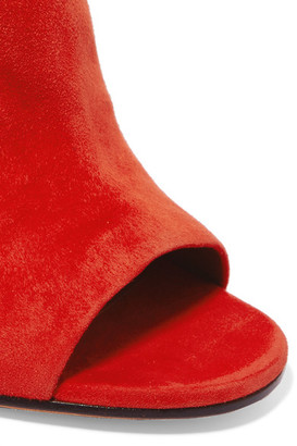 Givenchy Suede Peep-toe Ankle Boots - Red