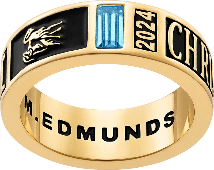 Freestyle Class Rings Order Now for 2025 Graduation, Freestyle Women's' 14K Gold Plated Decorated Band Class Ring, Personalized, High School or College Graduation