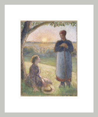 1000Museums Country Women Chatting Sunset Eragny by Camille Pissarro -Framed Giclee Print