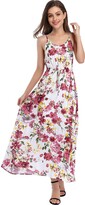 Thumbnail for your product : BODDYSIZE Women's Strap Floral V Neck Long Tie Back High Waist Summer Beach Maxi Dress