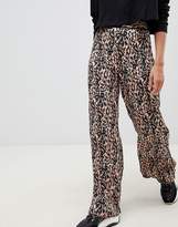 Thumbnail for your product : Miss Selfridge wide leg pants in leopard print