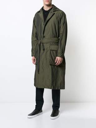 Issey Miyake belted single breasted coat