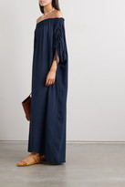 Thumbnail for your product : SU PARIS Off-the-shoulder Ruched Seersucker Maxi Dress