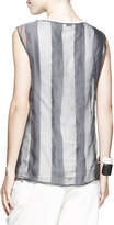 Thumbnail for your product : Brunello Cucinelli Sleeveless Sheer Striped Top