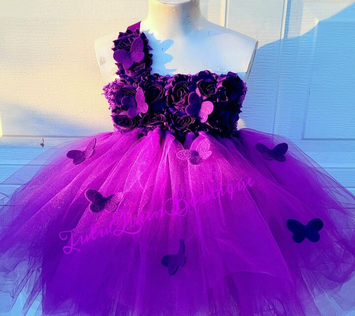 Purple Butterfly Tutu Dress, Baby Dress, Toddler Girl Birthday, Cake Smash, Plum Wedding